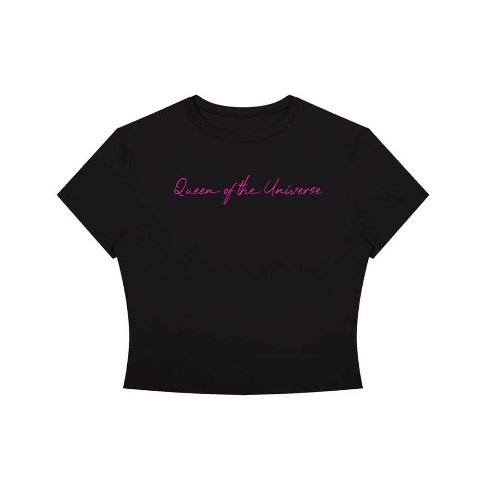 Queen of the Universe Black Tee - Feminine Script Graphic